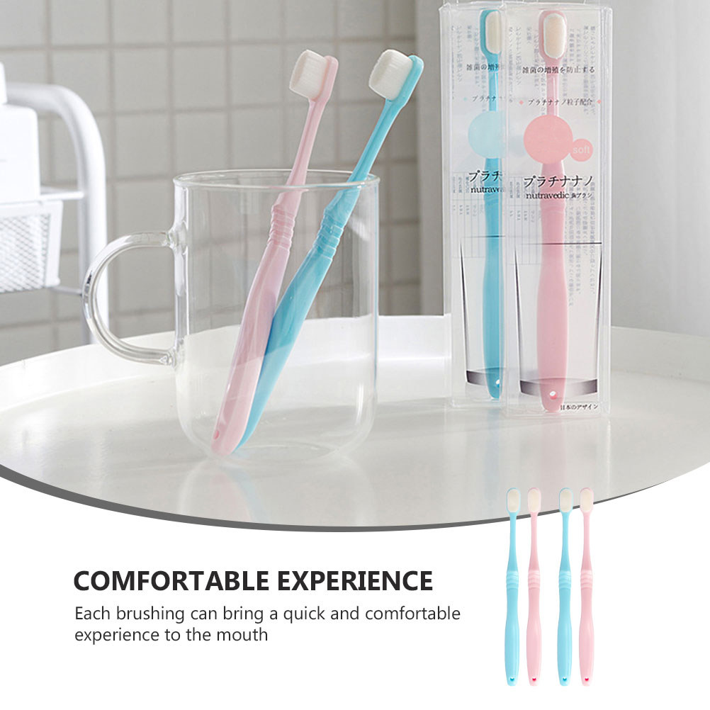 Teeth Whitening Japanese - 4Pcs Soft-Bristle Toothbrush Adults Ergonomic Design